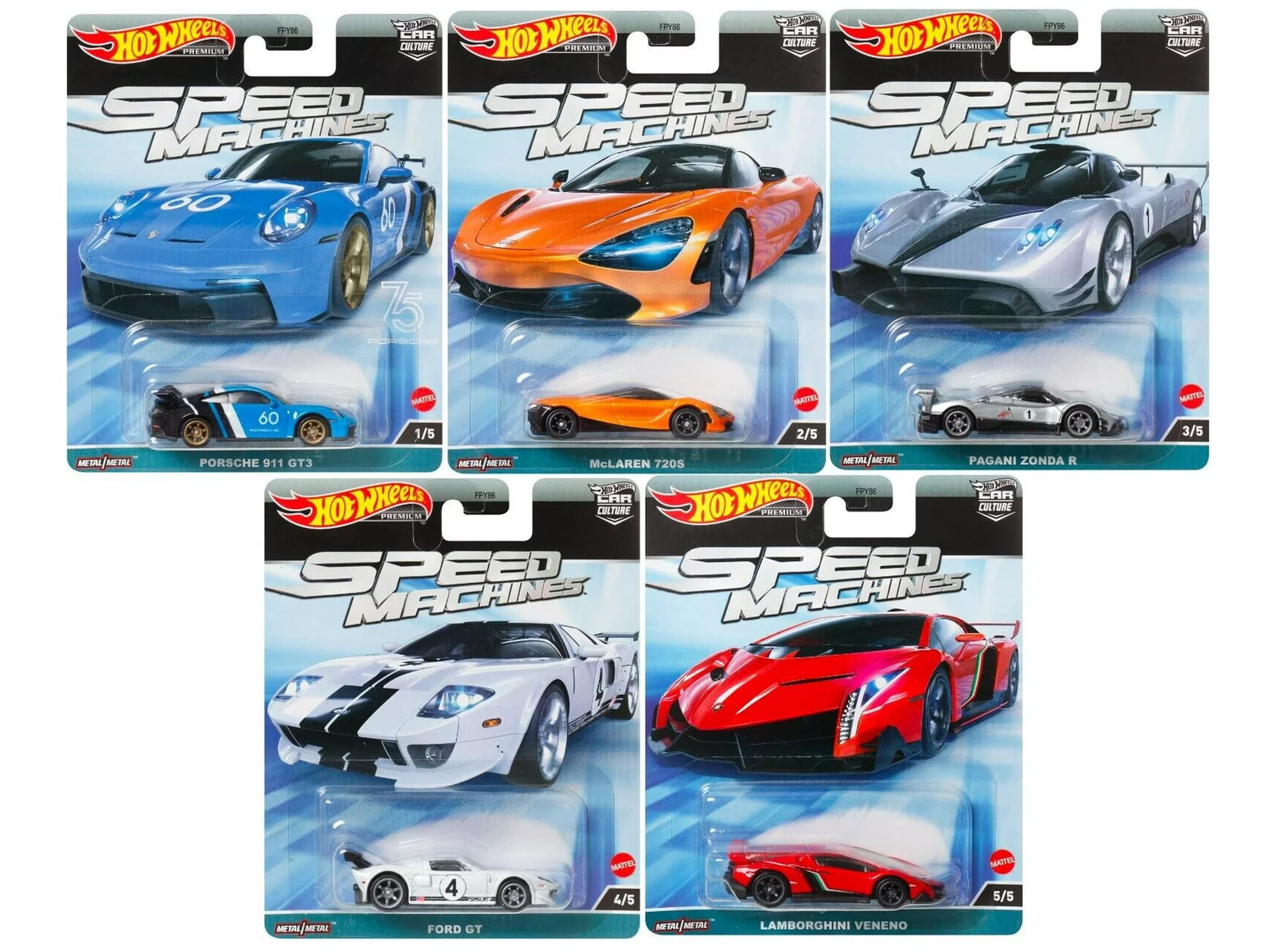 Hot Wheels Premium Car Culture Speed Machines 5-Pack in Collectible Container, Set of 5 Die-Cast 1:64 Scale Toy Cars