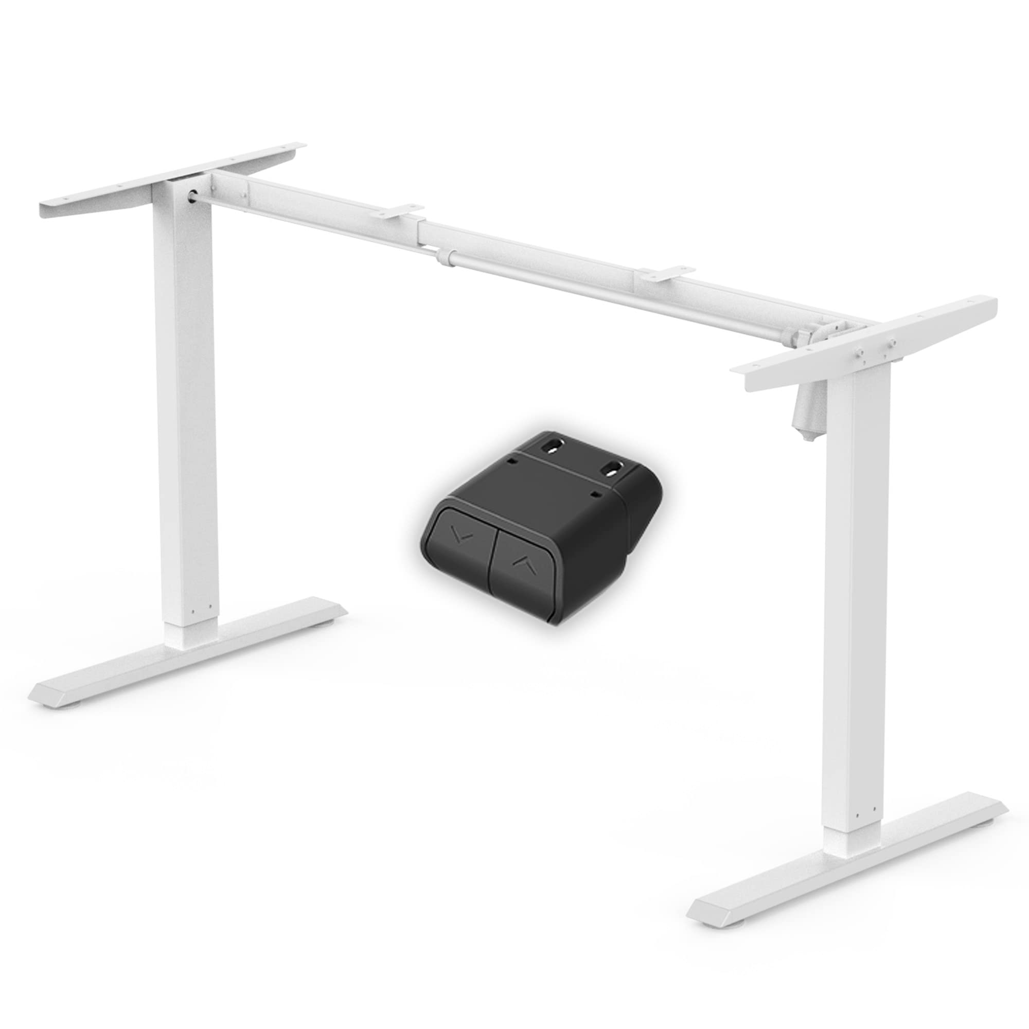 FEZIBO Single Motor Height Adjustable Standing Desk Frame, Electric Standing Desk Legs for 36 inches to 59 Inches Desk Tops, Sturdy Stand up Desk Base for Workstation?White(Frame Only)